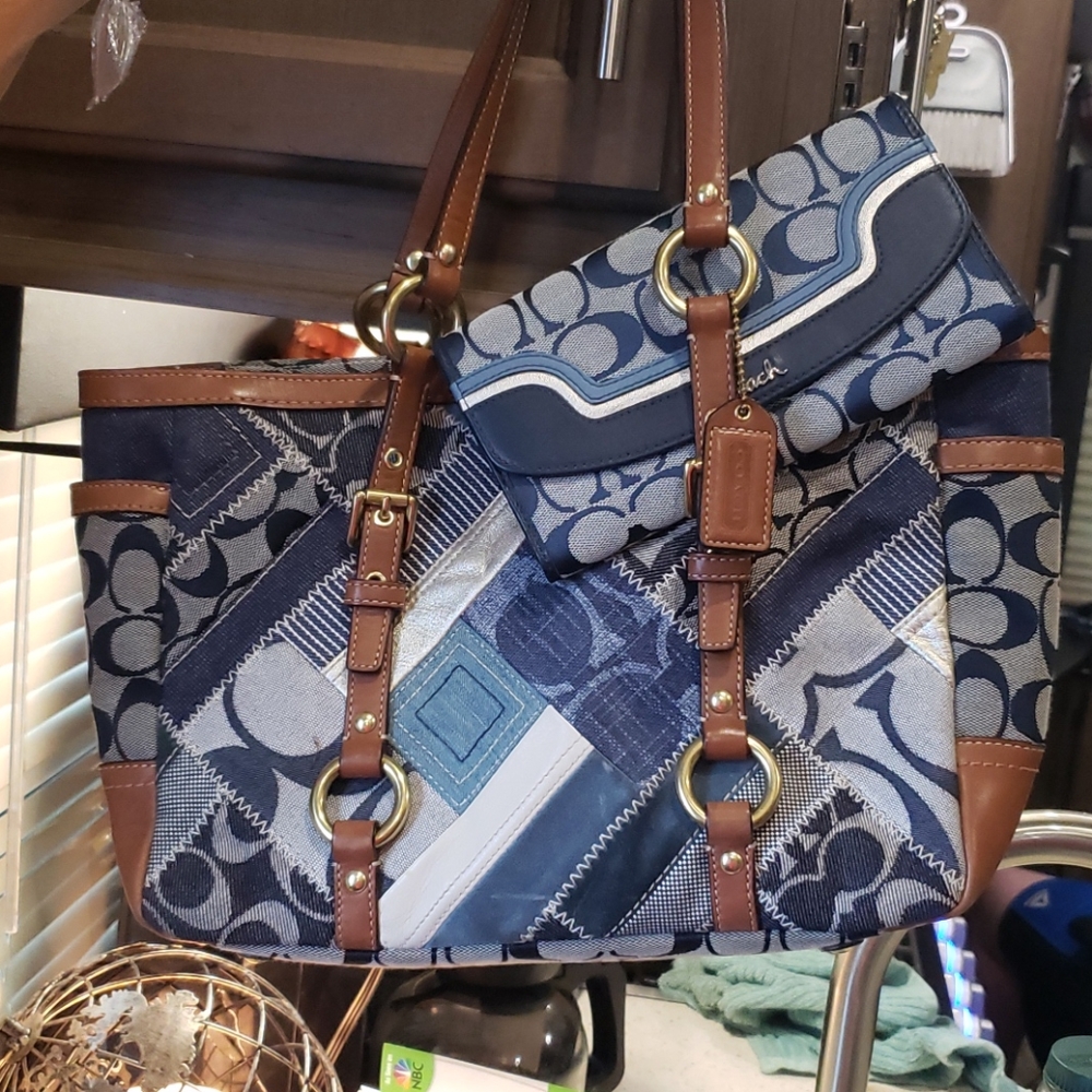 Coach denim purse and wallet